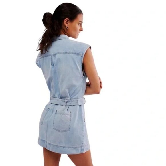 Free People blue rowley denim mini dress size XS - Picture 4 of 8